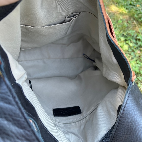 American Leather Co Brown Black Leather Shoulder Handbag - Picture 6 of 7